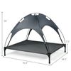 42" Portable Elevated Dog Cot Outdoor Cooling Pet Bed w/ Removable Canopy Shade