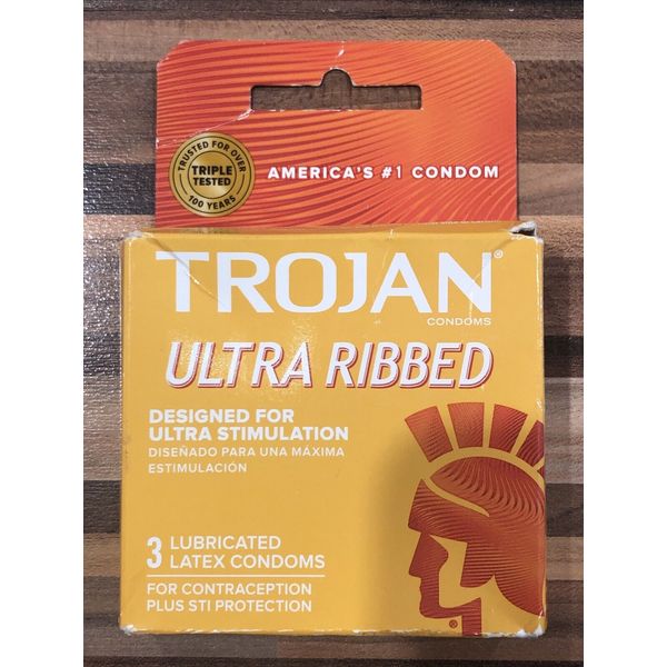 Trojan Stimulations Ultra Ribbed Lubricated Condom, 3ct Exp: 04/26 Sealed