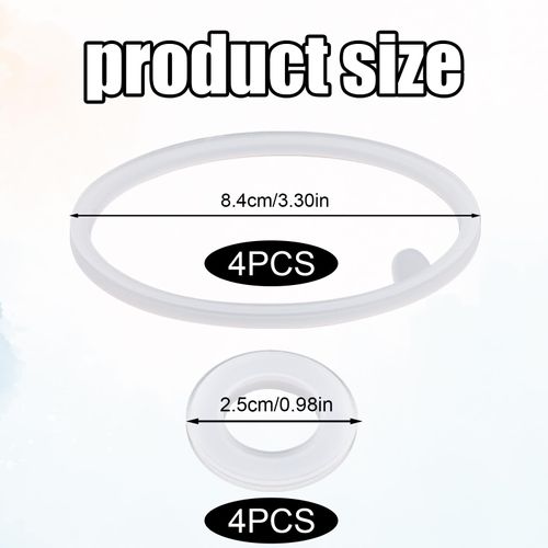 8pcs Gasket Replacement for BlenderBottle Strada Flip Shaker Cup Stainless Steel Water Bottle, Leak-Proof Silicone Washer Replacements for 24oz & 28oz BlenderBottle Strada Shaker (Transparent)