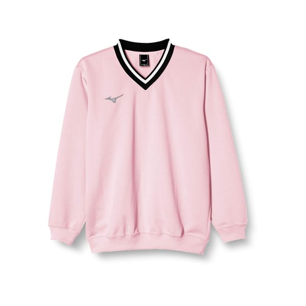 Mizuno 62JC8002 V-Neck Sweatshirt, Tennis Apparel, Thick, Absorbs Sweat, Dries Quickly, Stretch, Unisex, light pink