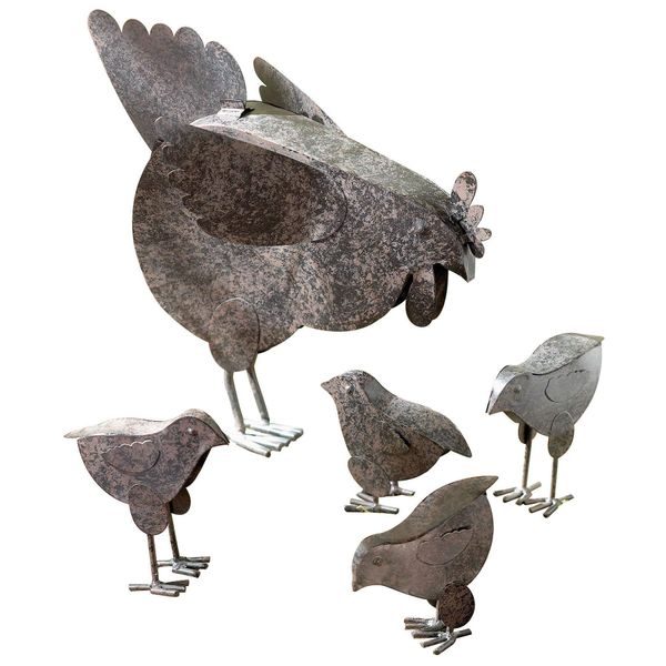 VERDUGO GIFT 31170 Mother Hen & Chicks Country Garden Sculpture Set