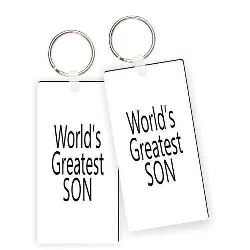 Island Gifting - World's Greatest Son Keychains Funny Birthday Gift for Son Durable Masonite Novelty Key Chains Great Teen Gift, Keychains, keyring, nickel split rings(x2)