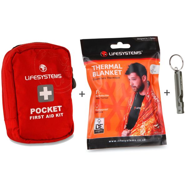 Lifesystems Pocket First Aid Kit With an Emergency Thermal Blanket and Loud Mountain Whistle