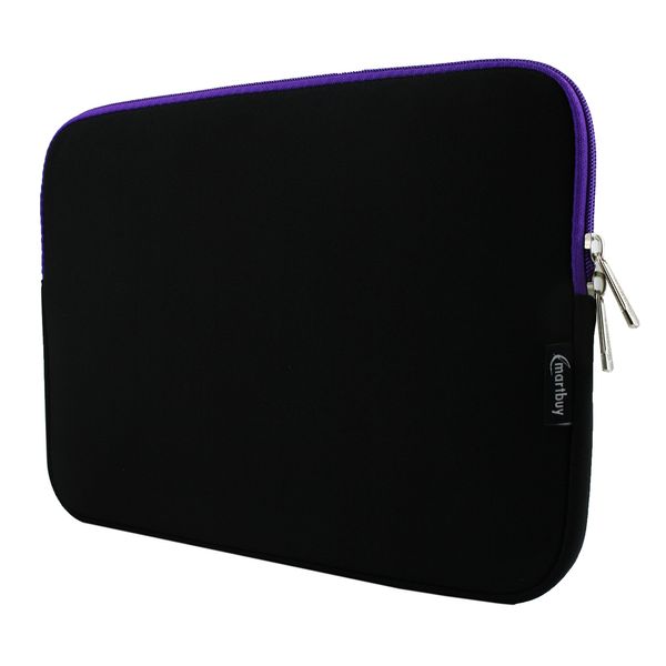 Emartbuy Black/Purple 11.6-12.7 Inch Water Resistant Neoprene Soft Zip Case Cover Sleeve With Purple Interior & Zip Compatible with Laptops Listed Below