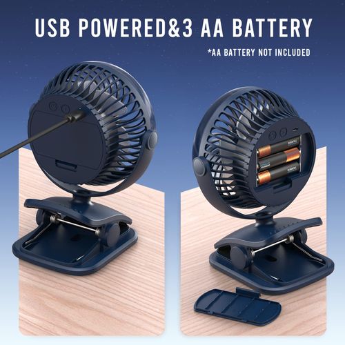 AA Battery Powered Clip on Fan with Aromatic Function,4 Speeds Battery Operated Portable Fans for Camp,Small Golf Cart USB Fan,Quiet Desk Fan with 360°Rotation,Personal Dorm Fan for Home,Bed,Office