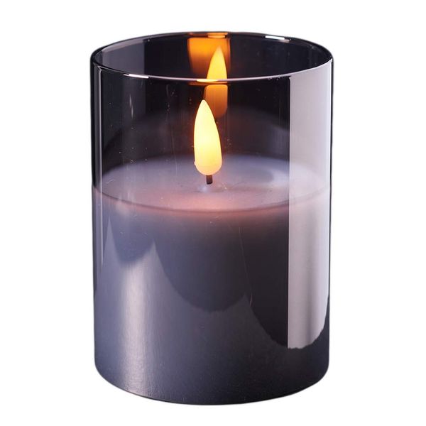 Elegant LED Candle with Glass, Realistic Flickering Effect and Timer