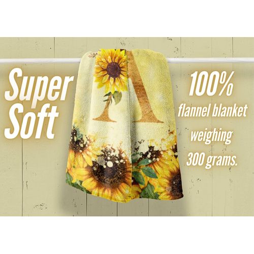 InnoBeta Sunflower Initial Birthday Gifts for Women, Gift Ideas for Her, for Mom, Grandma, Aunt- 300gsm Flannel Blanket- 50"x 65"-B