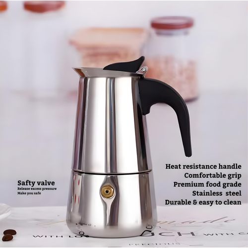 DeeKleen Stainless Steel Moka Pot, Gas/Electric Stovetop Espresso Maker, Percolator Coffee Pot Italian Percolator Cuban Café Brewing, Greca Coffee Maker (12CUP 600ml)