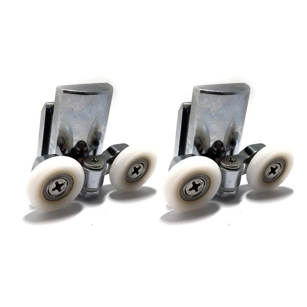 2 x Twin Bottom Zinc Alloy Shower Door Rollers/Runners/Wheels 23mm Wheel