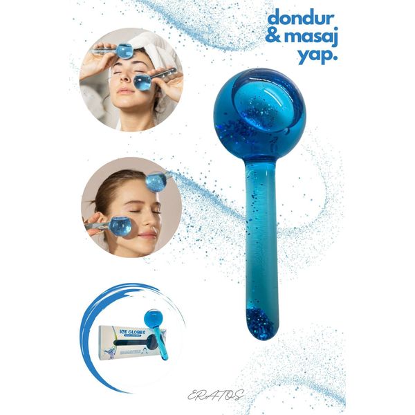 Evet Ice Globes Cam Buz Küresi - Parlak ve Canlı Bir Cilt İçin Soğuk Terapi Mavi Ice Roller Sıkılaş