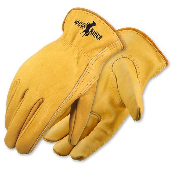 Galeton Rough Rider Premium Leather Driver Gloves With Elastic Back Gold, Medium (25001PR-M)