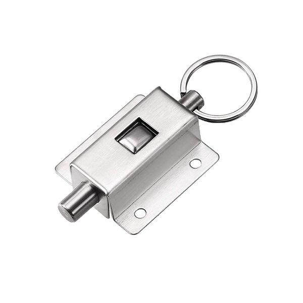 sourcing map Door Barrel Bolt, Stainless Steel Ring-Pull Spring Loaded Auto Sliding Latch