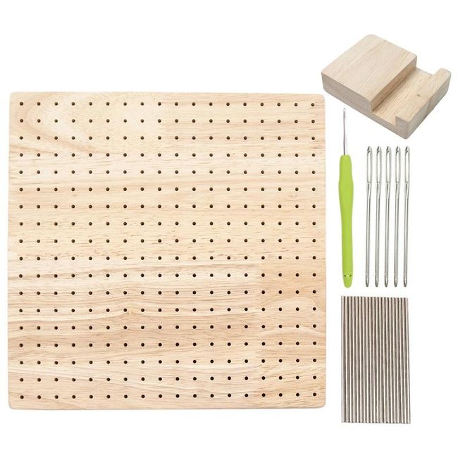 Wood Crochet Blocking Board Kit Stainless Steel Rod Pins Granny