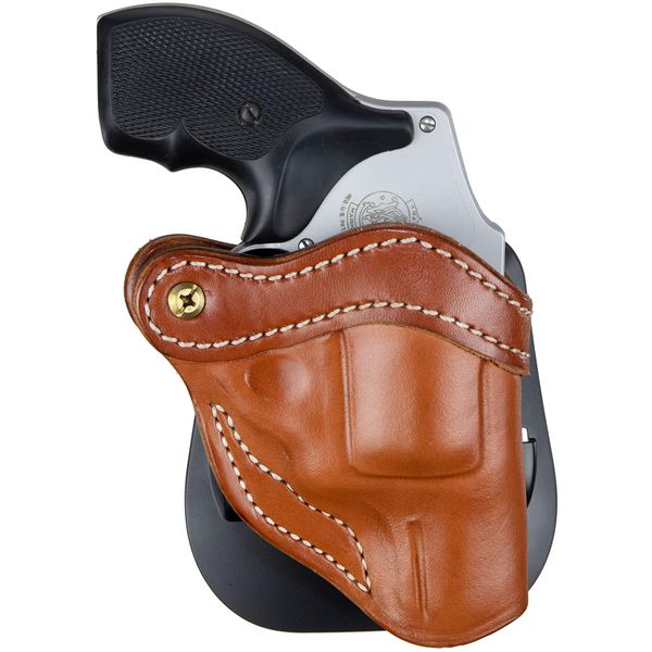 1791 Gunleather J-Frame Revolver Paddle Holster - OWB CCW Holster - Right Handed Leather Gun Holster for Belts - Fits All J-Frame Revolvers Including S&W and Ruger LCR not Taurus Classic Brown