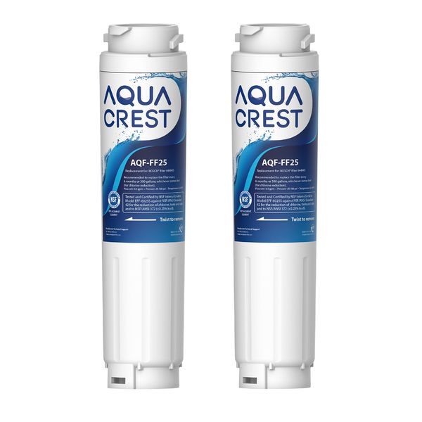 AQUACREST AQF-FF25 Fridge Water Filter, Replacement for Bosch Fridge Water Filter UltraClarity 644845, Neff Gaggenau Rangemaster 9000077104 740560 (2)