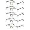 EYECEDAR 5-Pack Reading Glasses Men Blue Light Blocking Half Frame Rectangle Style Spring Hinges Readers 1.50