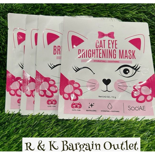 SOOAE SOO'AE Cat Eye Brightening Face Mask Hydrating Soothing Revitalizing 4 Pcs