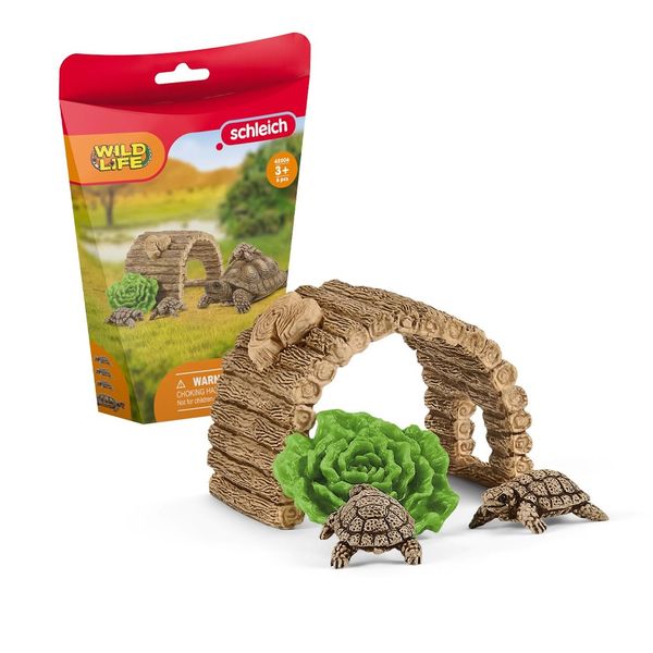 Schleich Wild Life 6-Piece Tortoise Toy Figure with Hatchlings and Turtle Home Playset for Kids Ages 3-8 (42506n)