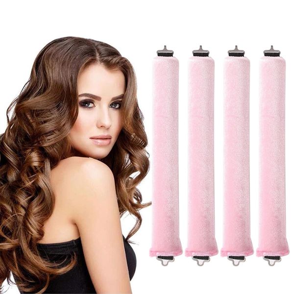 4 Pezzi Ricci Senza Calore, Heatless Hair Curler con Gancio, Fascia Bigodino Capelli, Bigodino Fascia Capelli, Bigodini per Boccoli, Bigodini Morbidi per Dormire, Arricciacapelli Senza Calore