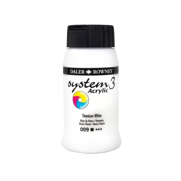 Daler-Rowney System3 Acrylic Paint, Plastic Pot, 16.91oz - 500 ml, Titanium White