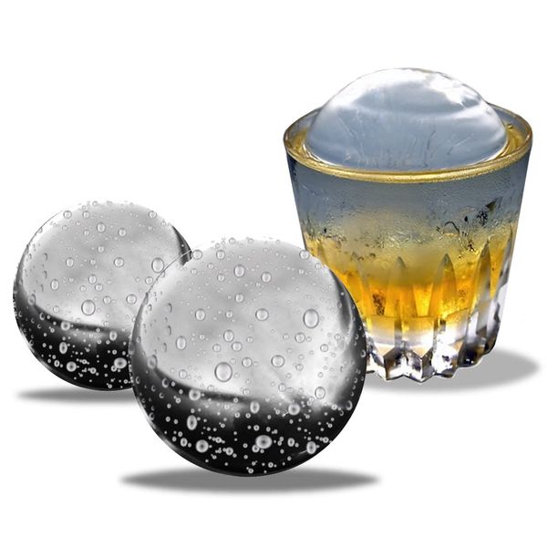 Ice Ball Ice Cubes Non-Melting Ice Set of 2 Reusable Stainless Steel Ice Whiskey Gift