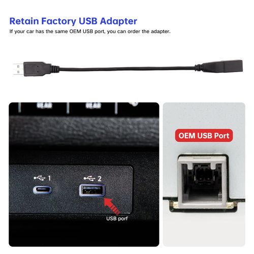 ViaBecs Car USB Adapter Cable for Aftermarket Radio, Retains Factory USB Port for Toyota Camry Corolla Tundra CHR Highlander 2012-2018, Honda CRV Civic 2015-2018, Lexus, Subaru, Scion