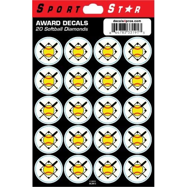 SportStar Baseball/Softball Helmet Award Decals - Softball Diamond (20 Stickers)