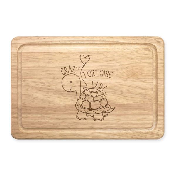 Crazy Tortoise Lady Rectangular Wooden Chopping Board