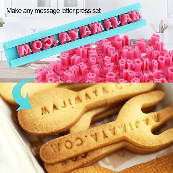 150pcs Alphabet Number Letter DIY Mold Biscuit Fondant Cookie Cake Stamp Decorating Baking Tool Set Kitchen Craft Message Maker – Discoball