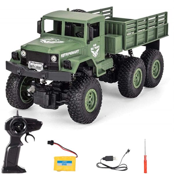 WEECOC RC Car, Off-Road Military Truck Toy, 6 Wheel Remote Control Car, Simulation Car Model, 4 Wheel Drive, Independent Shock Absorber, Educational Toy, Popular, Gift (Green)