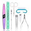 TRIM Manicure & Pedicure Kit – Includes Fingernail Clipper, Toenail Clipper, Nail Scissors, Cuticle Nipper, Cuticle Pusher, Nail Brush, Salon Board, 4-Step Buffing Board & Storage Pouch – 8 Pieces