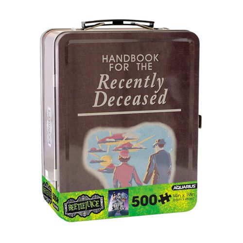 AQUARIUS Beetlejuice - Recently Deceased 500pc Puzzle in Tin Box with Plastic Handle & Embossed Front Cover - Officially Licensed Merchandise & Collectible Gift