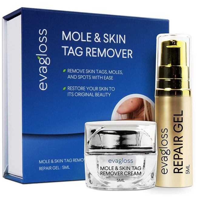 Evagloss Advanced Skin Tag Remover and Mole Remover Cream with Repair Gel -Remove Moles,Skin Tags and Dark Spots, See Results Fast