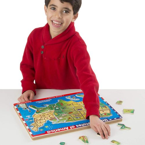 Melissa & Doug USA Map Sound Puzzle - Wooden Puzzle With Sound Effects (40 pcs)