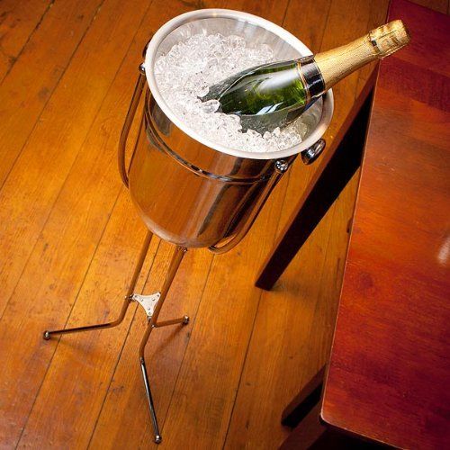 Premium Stainless Steel Wine & Champagne Ice Bucket Set with Folding Stand