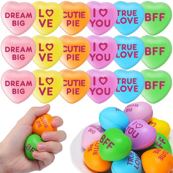 Shappy 96 Pcs Heart Stress Balls Bulk Valentine's Day Foam Stress Balls Heart Shaped Mini Colorful Stress Relief Balls Toys for Valentine Party Favors Gifts Finger Exercise School Classroom Supplies