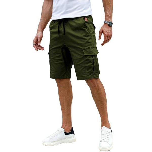 Elegancity Kurze Hosen Grün Herren Cargo Shorts Sommer Freizeithose Kurze Elastische Taille Chino Shorts Mit 6 Taschen S