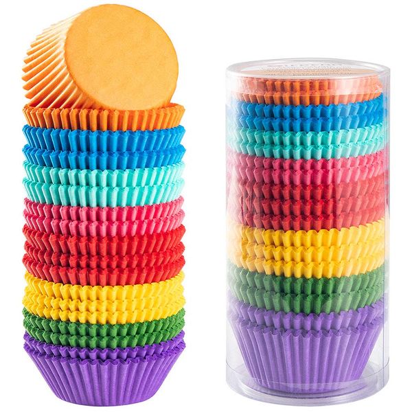Gifbera Bright Rainbow Standard Cupcake Liners Solid Colorful Paper Baking Cups 400-Count