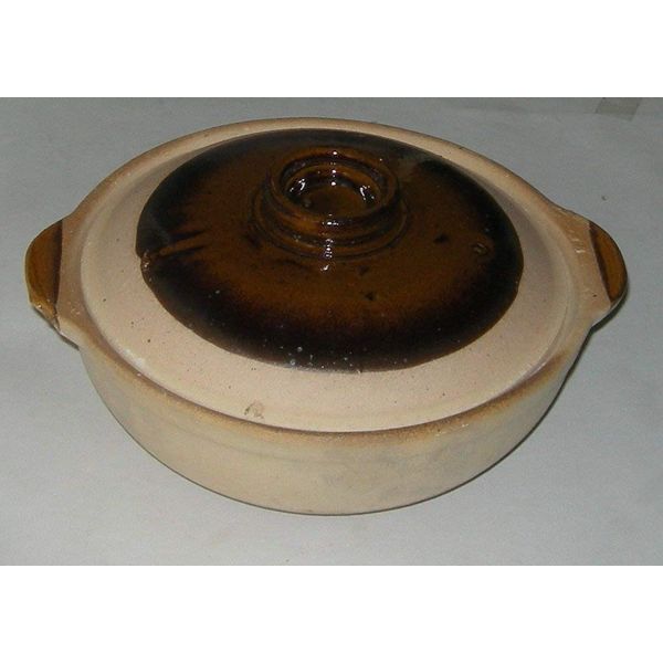 Pot & lid Hand Made Clay 22 cm Dia Flat Base 7cm Deep Double Handle Guaranteed Quality