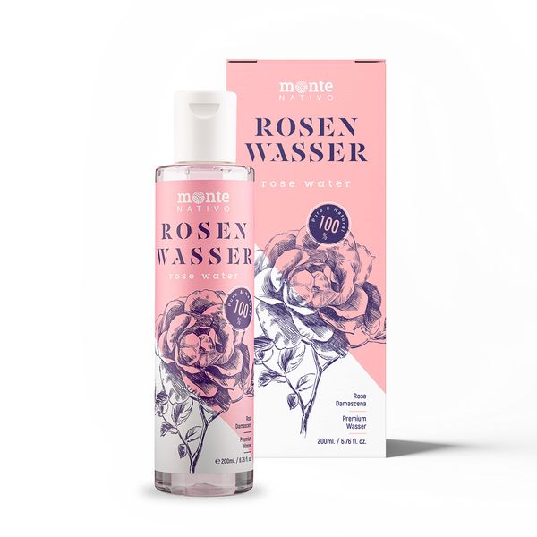 Rosenwasser Monte Nativo 200 ml | zur Gesichtsreinigung und Gesichtspflege | Gesichtswasser | Gesichtstoner | Anti Pickel | Hautpflege | Face cleanser