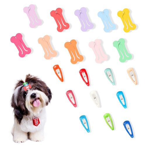 YAODHAOD 20 Pieces Dog Hair Clips Cute Multicolor Small Bone Small Water Drop Hairpin Headwear Pet Grooming Products for Dogs Cats Puppies Pets