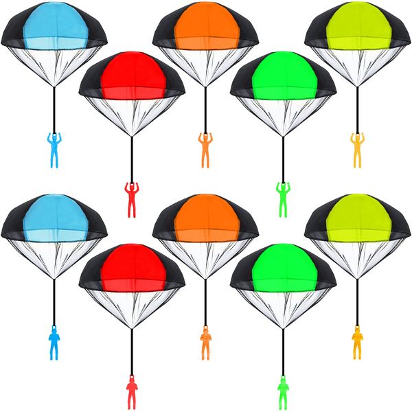 Delsen 10 Stück Fallschirmspringer Spielzeug,Fallschirm Spielzeug Kinder Outdoor Geschenk Mitgebsel Kindergeburtstag Gastgeschenke für Kinder, Wurf Parachute Spiele für Draußen