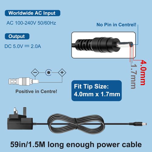 5V 2A Power Supply for PC SPEAKERS Z150 SPEAKERS, VM5463 Video Monitor Etc (5V2A 4.0 * 1.7mm)
