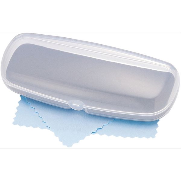 SP-D5GR Pearl Glasses Case Hard Type Clear White x Gray with Cross