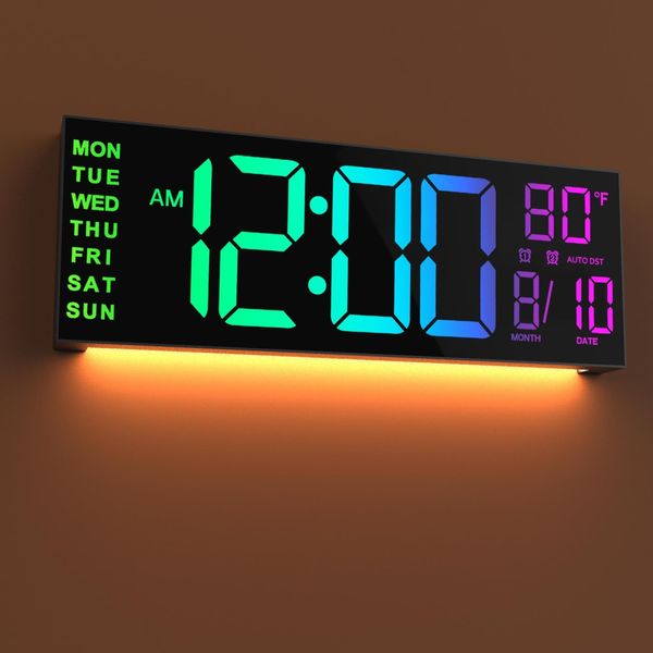 JALL 16" Large Digital Wall Clock with Remote Control, Dual Alarm with Big LED S