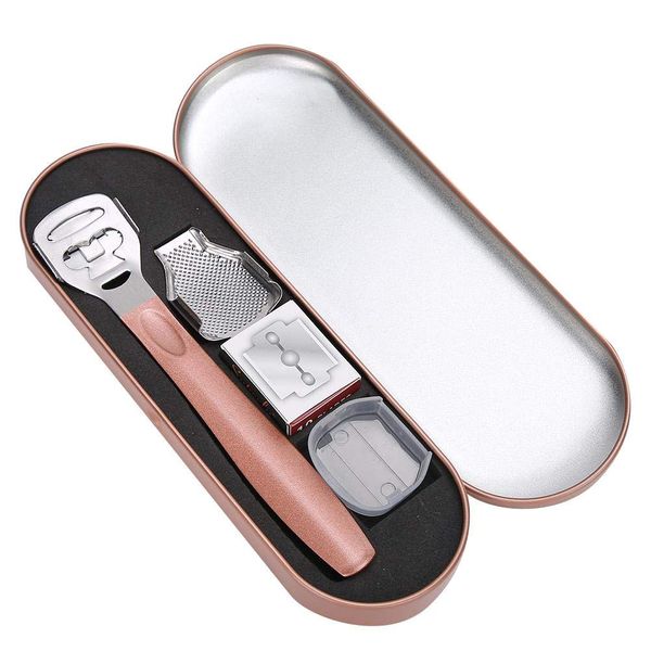 Callus Remover Fuß Callus Shaver Set Edelstahl Fußfeile Pediküre Tool Set zur Entfernung abgestorbener Haut(Roségold)