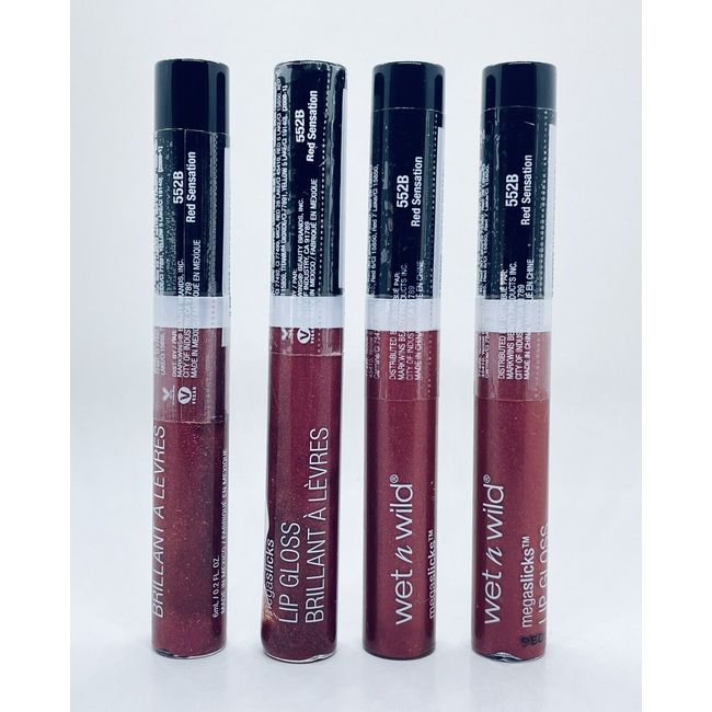 Lot of 4 Wet n Wild MegaSlicks Lip Gloss 552B Red Sensation 0.19 oz