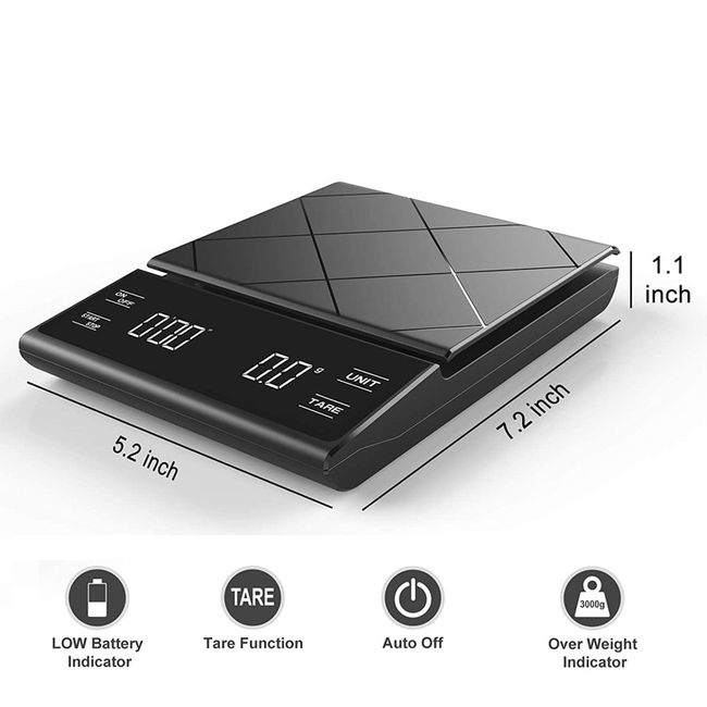 Coffee Scale, Espresso Scale,Weigh Digital Coffee Scale with Timer,0.1g High Precision Pour Over Hand Drip Scale Weighing - Black
