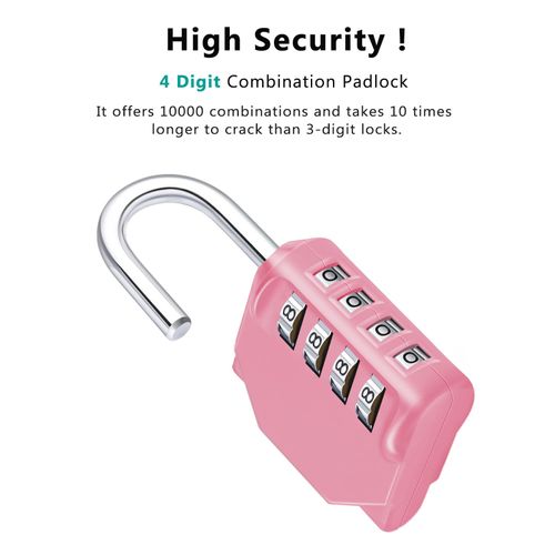 ZHEGE Padlock with Code, 4 Digit Combination Lock for Locker, Resettable Coded Padlock for School and Gym Lockers, Outdoor Padlock Weatherproof for Backyard Fence Gate, Sheds, Garage Door (Pink)