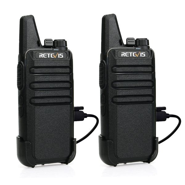 Retevis RT622 Walkie Talkie Mini, PMR446 Professional 2 Way Radio Long Distance, Clear Sound, VOX Hands Free, Rechargeable Car Walkie Talkies for Adults, Hiking (Black,1 Pair)